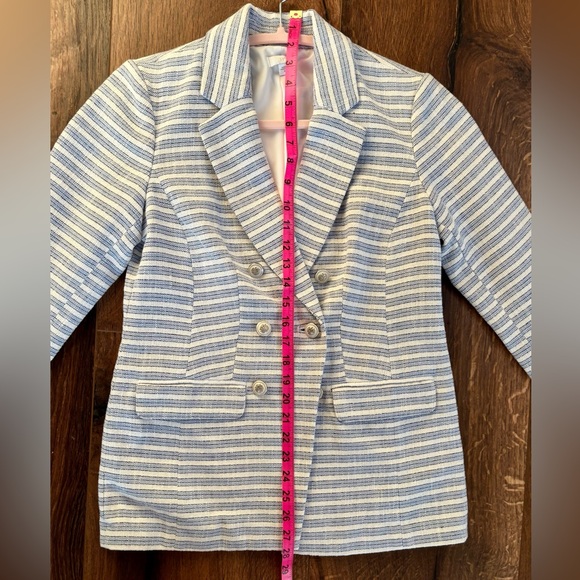J.Jill Blue & White Striped Spectator Blazer Size XS - Picture 8 of 9